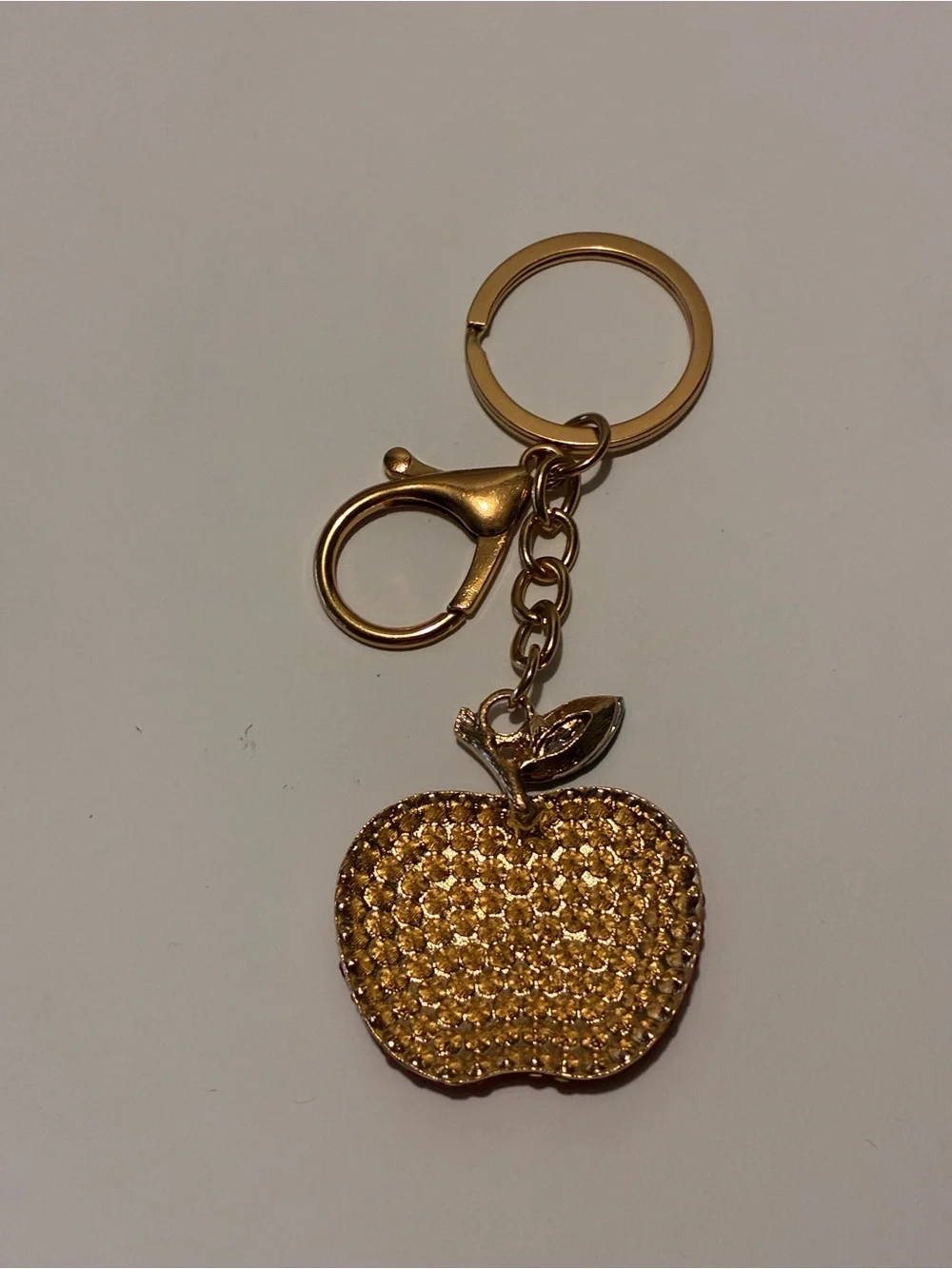 Gold-Tone Red Crystal Apple Keychain Charm New Without Tags